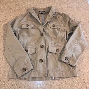 Lands' End Khaki Button-Up Jacket size small petite